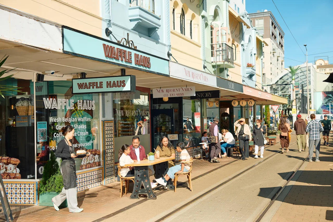 Family dining at Waffle Haus in New Regent Street