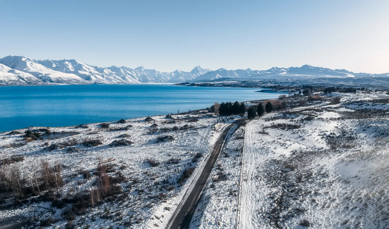 Snowy Road to Lake Pukaki 