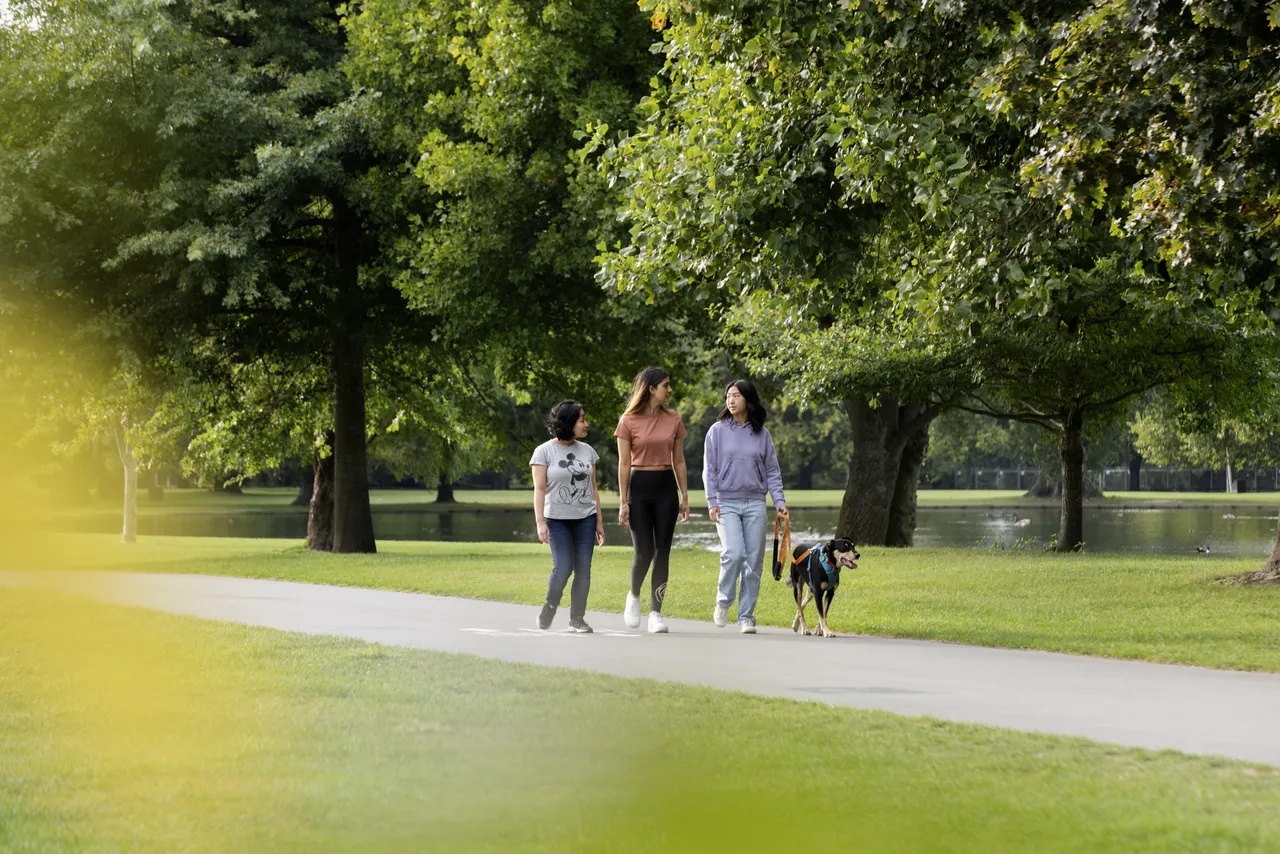 Friends having a walk at Hagley Park