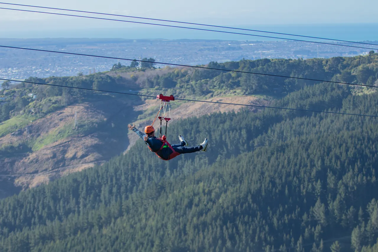 Ziplining at Christchurch Adventure Park