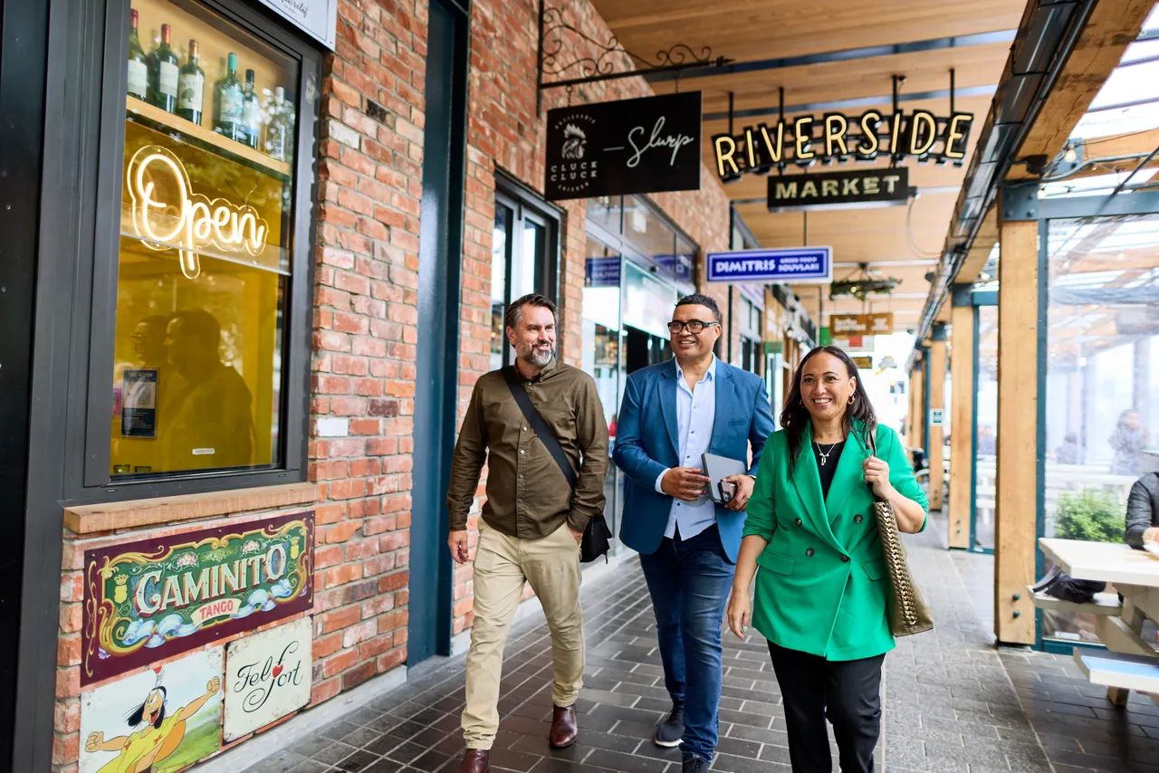 Colleagues exploring the Riverside Market