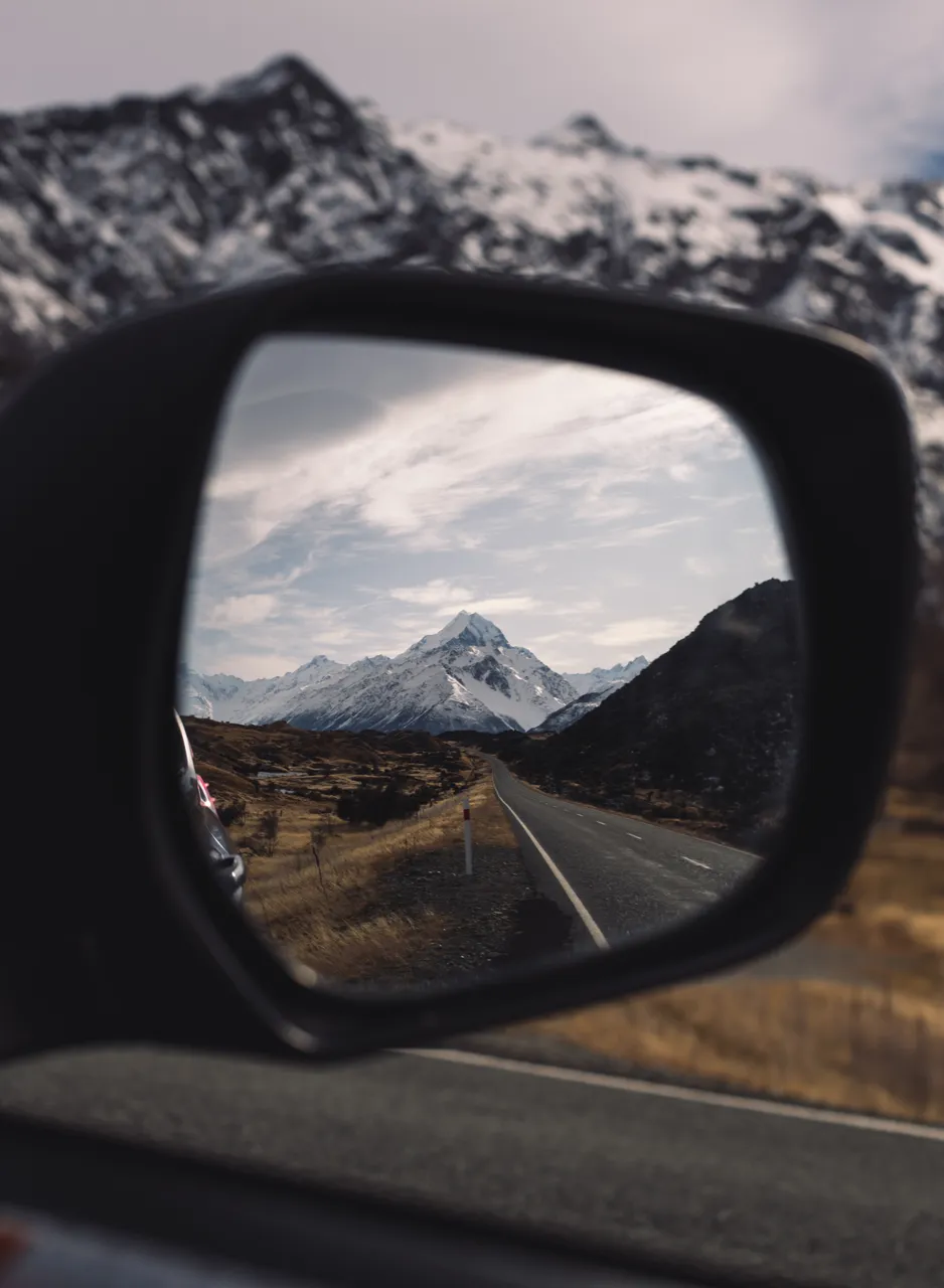 Aoraki in Car Mirror