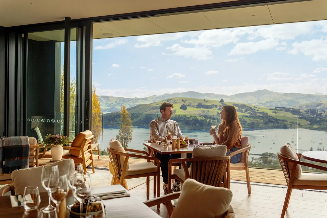 Couple dining at Caldera Estate