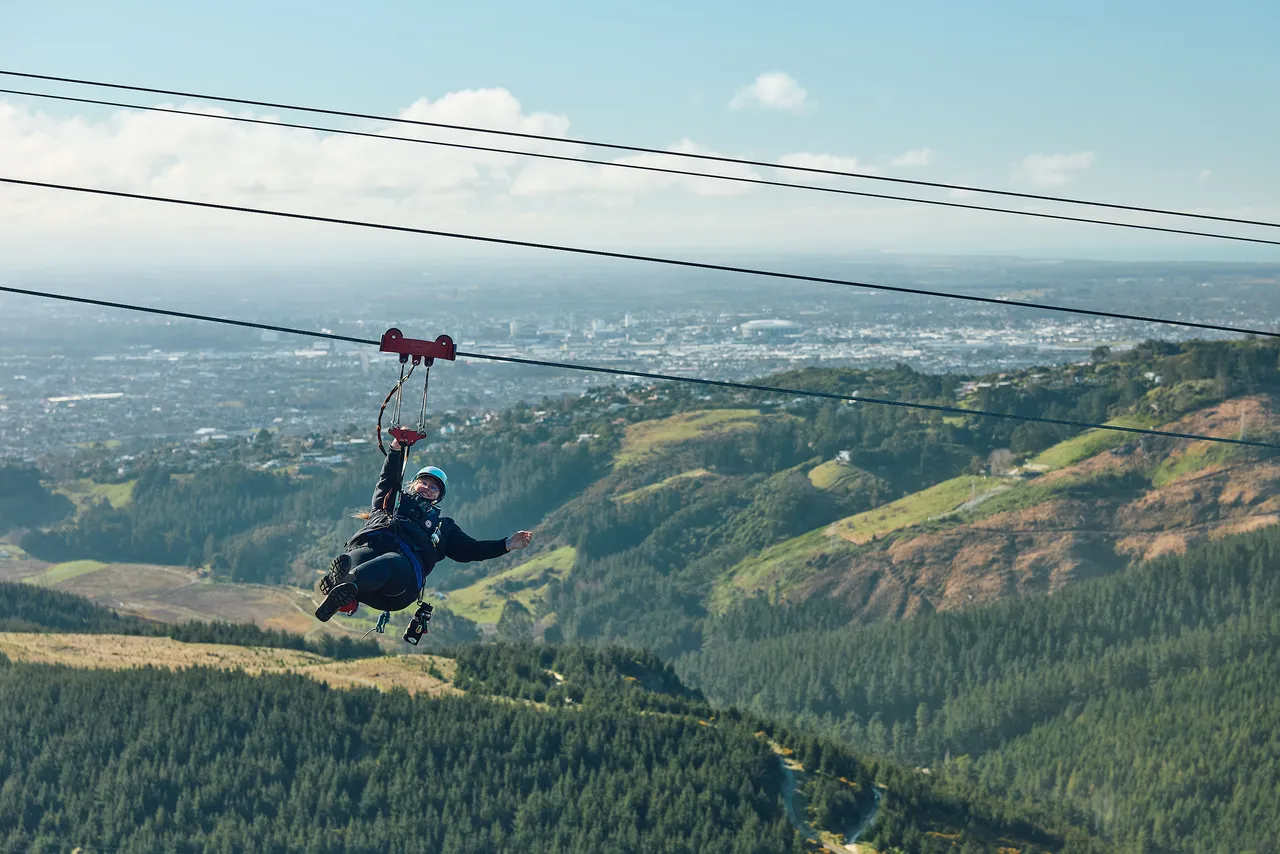 Ziplining at Christchurch Adventure Park
