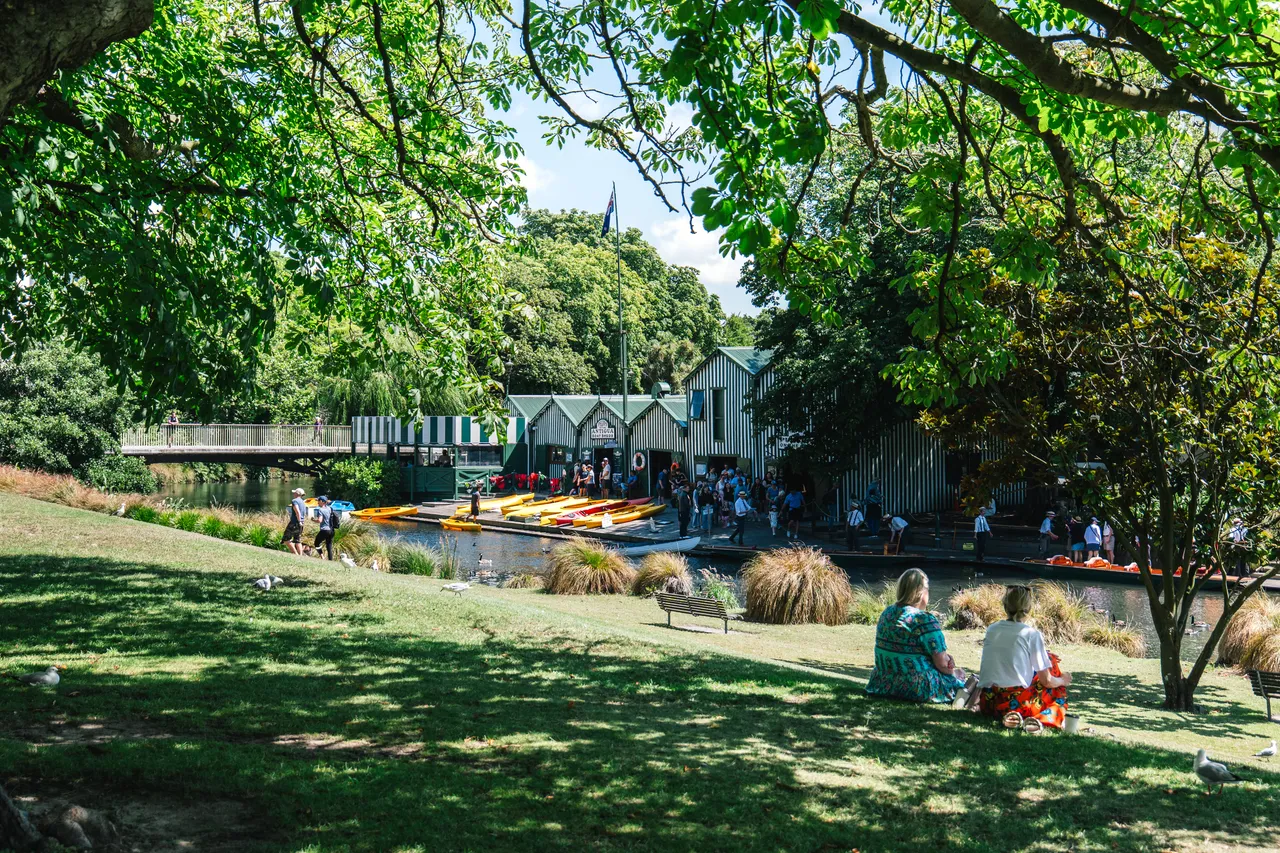 People hanging out by the Avon River