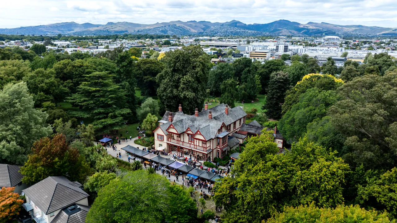 Aerial view of Christchurch Farmers' Market