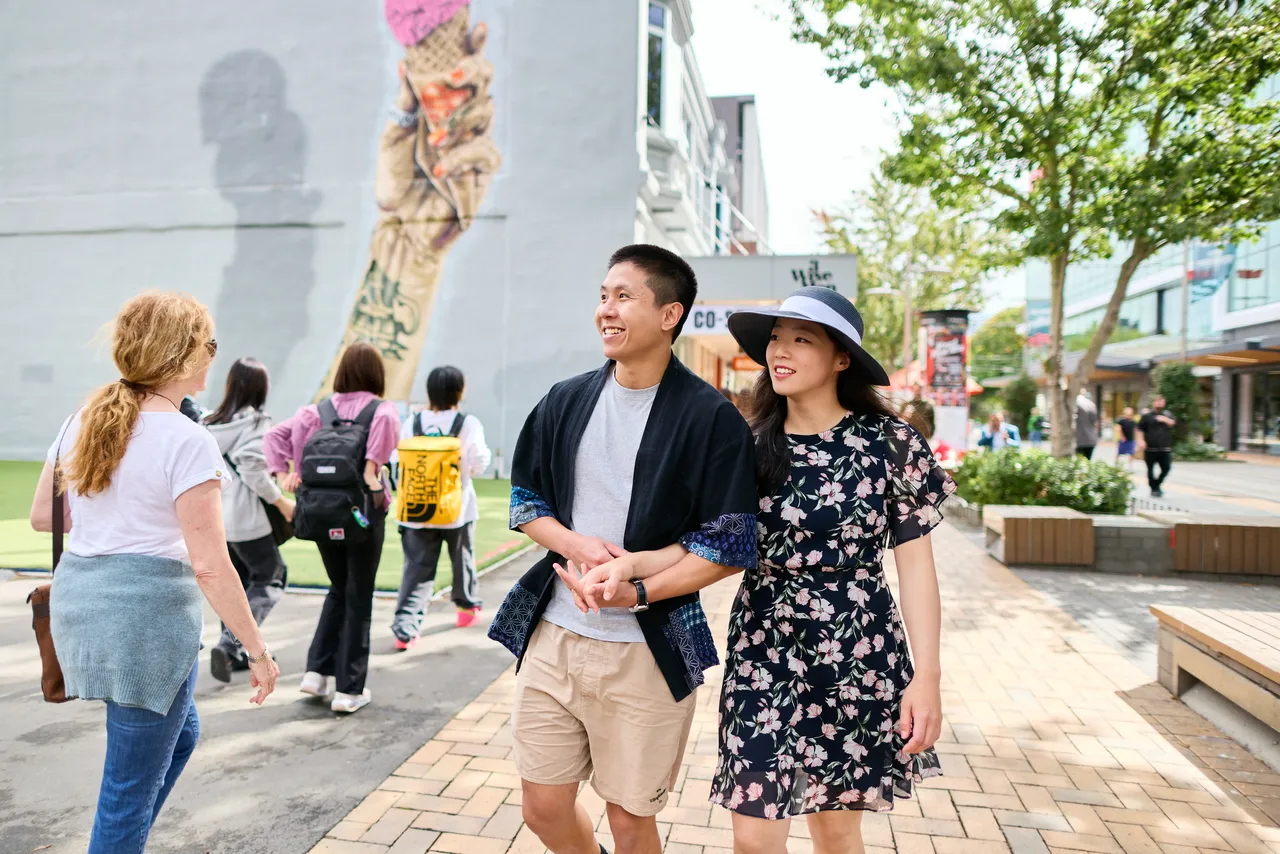 Couple strolling at the City Mall