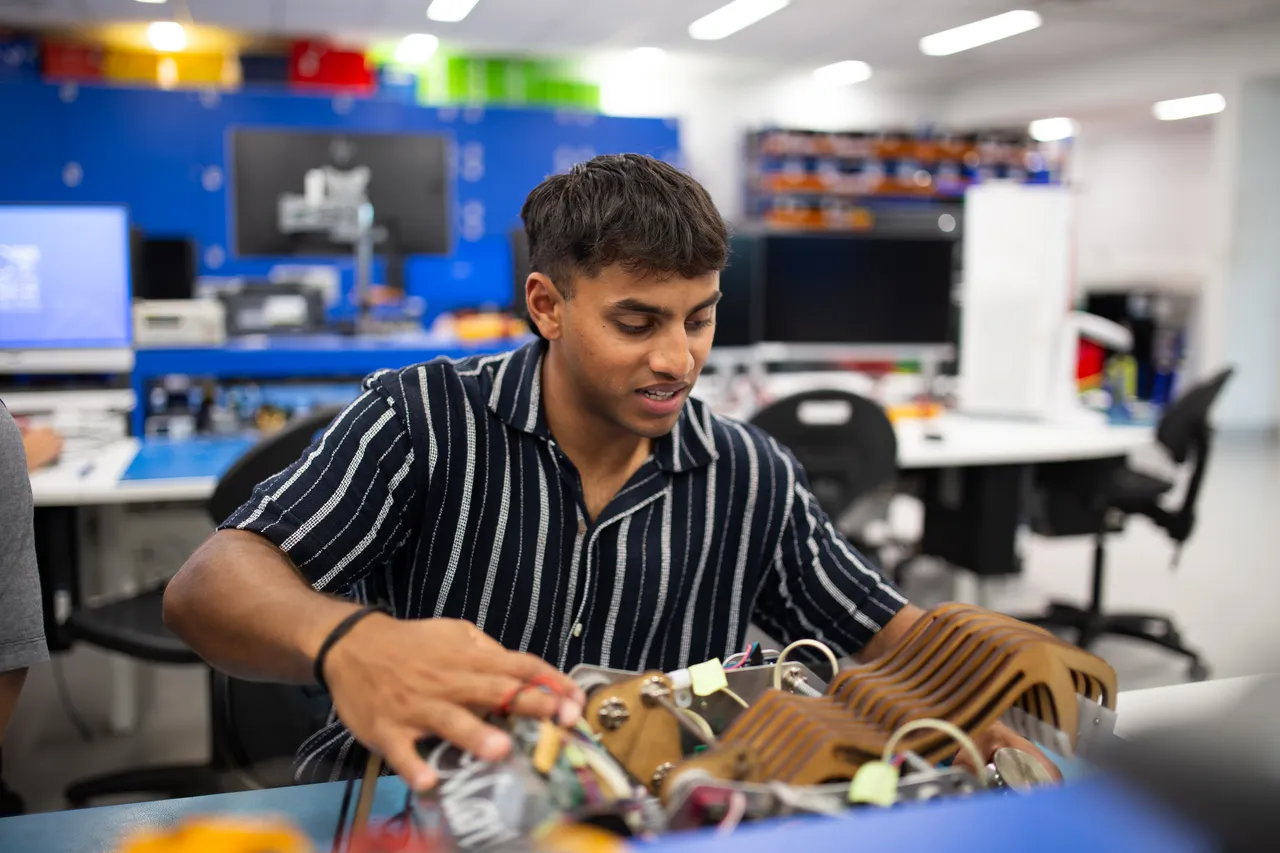 Student working on a project