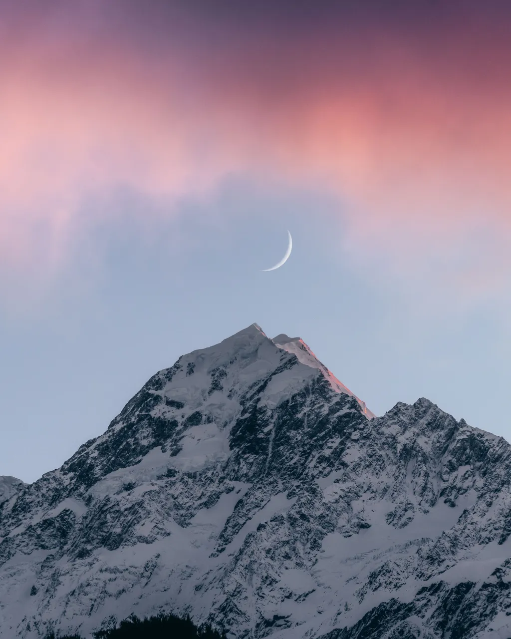 Aoraki Crescent Moon