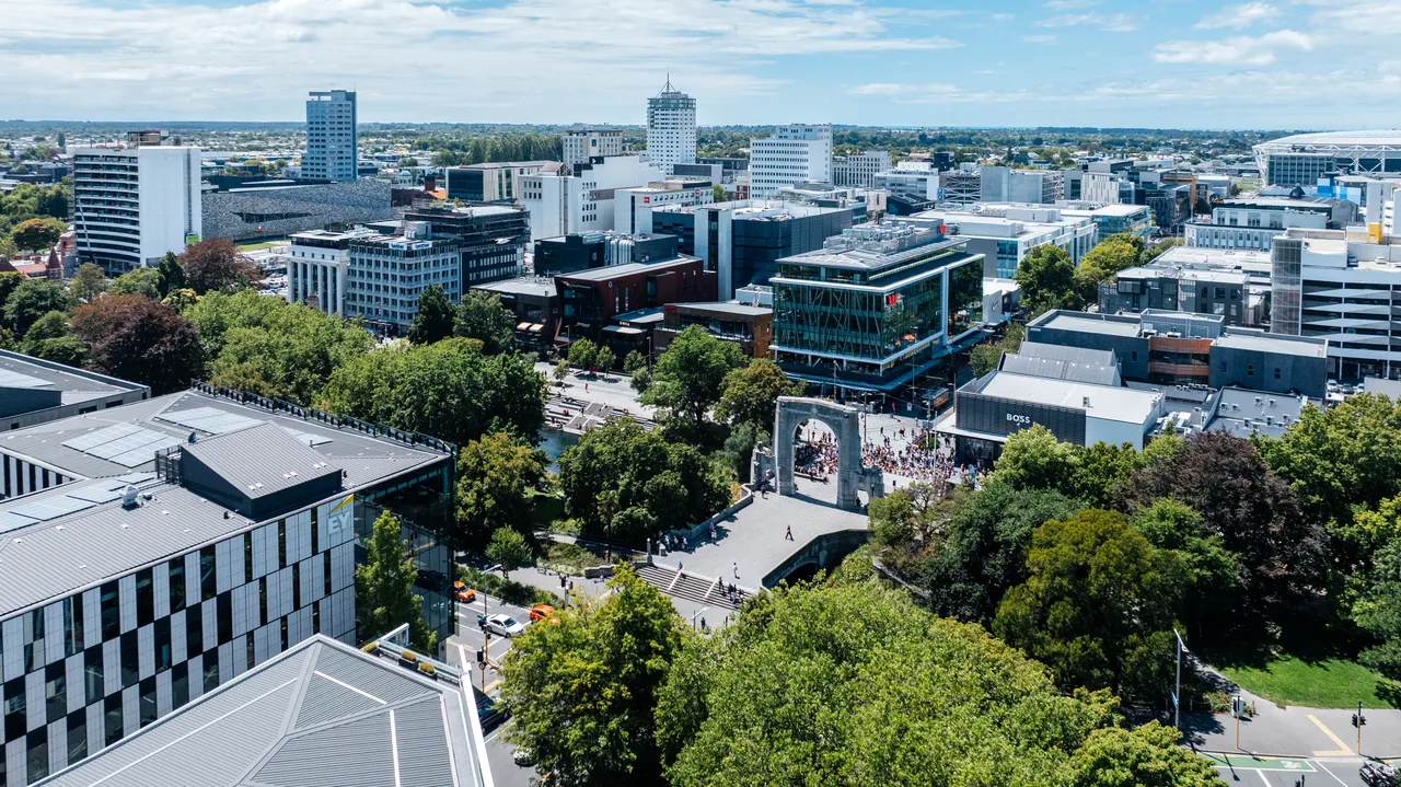 Aerial shot of city centre