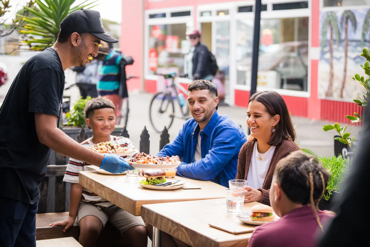 Family dining at the Burger Joint