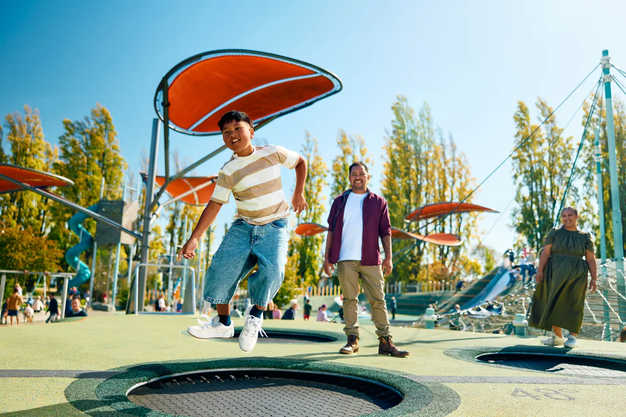 Family fun at Margaret Mahy Playground