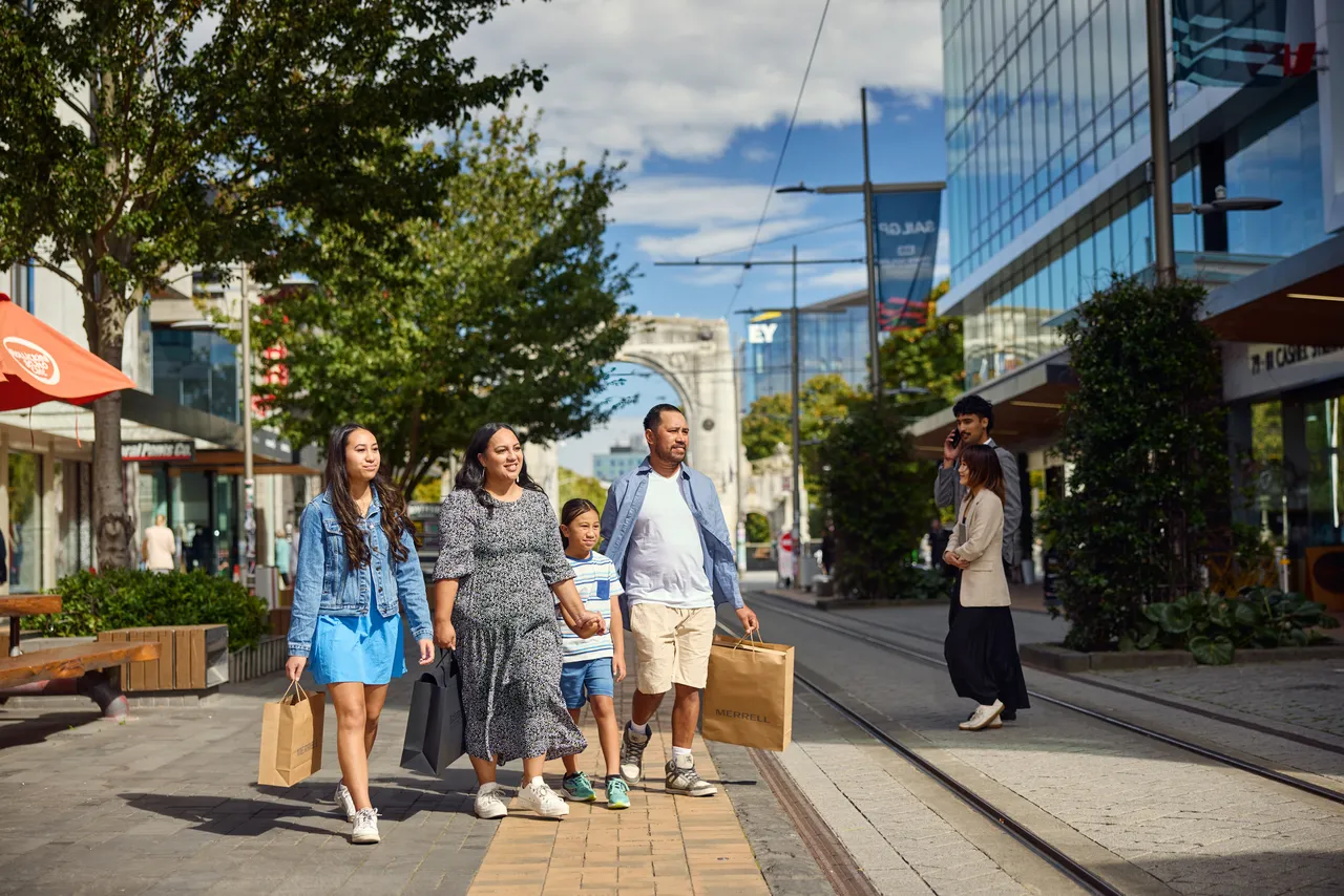 Family shopping at City Mall