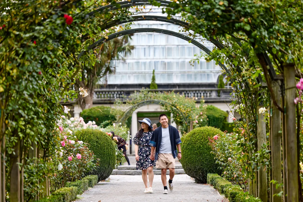 Couple enjoying the sceneries at the Rose Garden